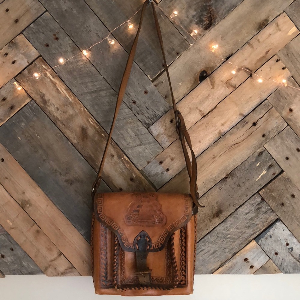 Leather Tooled  Mexico Satchel, Vintage & Ornate